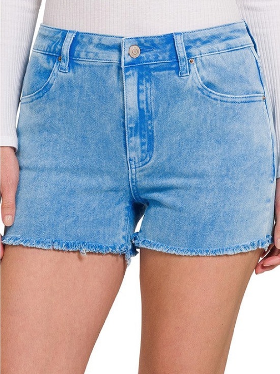 Zenana Outfitters Pants - Zenana Ash Ocean Blue Dyed Washed Denim Acid Wash Cut Off Shorts size medium